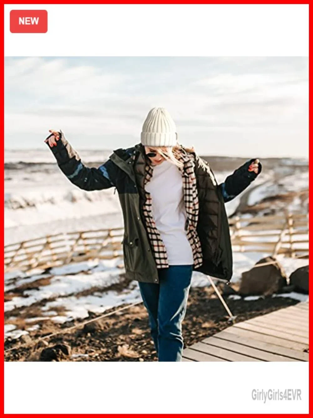 Fleece Lined Chunky Knit Beanie Women Snow Hat